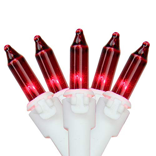 50-Count Red Mini String Christmas Light Set, 10ft White Wire 50-Count Red Mini String Christmas Light Set, 10ft White Wire