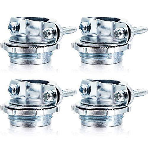 Clamp Type Connector Cable Connector Clamp Cable Connector for Metallic Conduit Protect Cables Silver 4, 3/4 Inch