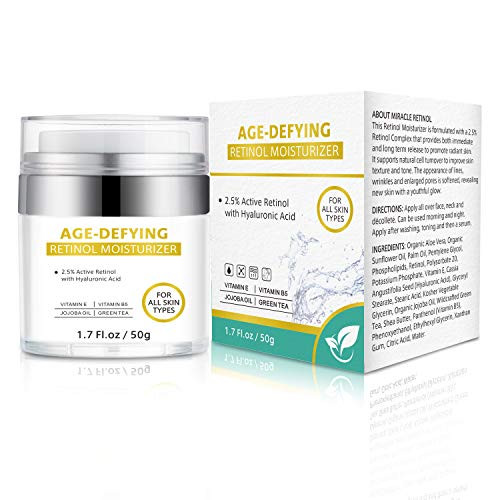 Retinol Cream for Face - Lifelj Anti Aging Retinol Moisturizer Cream,Face Cream with Hyaluronic Acid and 2.5 percent Retinol Complex for Women and Men