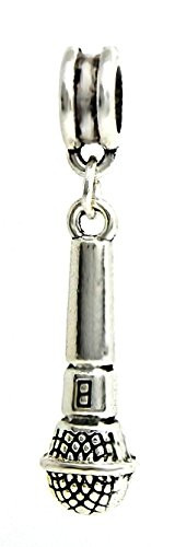 J and M Dangle Microphone Charm Bead for Charms Bracelets