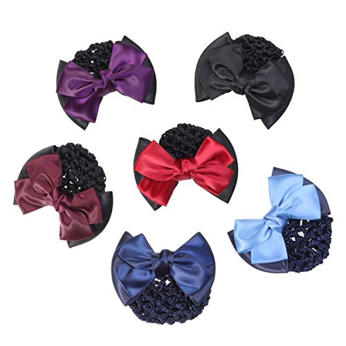 Lurrose Office Elastic Bow Net Headdress Hair Snood Mesh Hair Clip for Lady Women 6pcs Lurrose Office Elastic Bow Net Headdress Hair Snood Mesh Hair Clip for Lady Women 6pcs