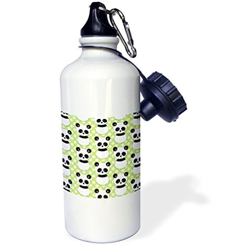 3dRose wb_26433_1 Cute Panda Bear with Pink and Red Dots Sports Water Bottle, 21 oz, White