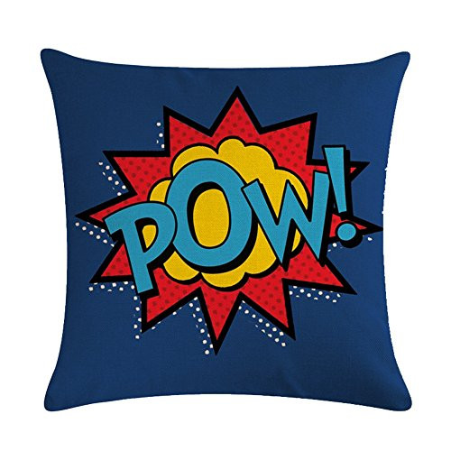Easternproject Super Hero Quote Throw Pillow Case Cushion Cover Exclamation Pattern Decorative Square 18x18 Inch Pillowcase Best Gift Pow