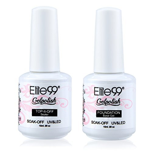 Elite99 Gel Nail Polish Base Coat Top Coat Set 2PCS Soak Off UV LED Gel Nail Varnish Manicure Lacquer Nail Art Set 15ML-Top and Base Coat Set