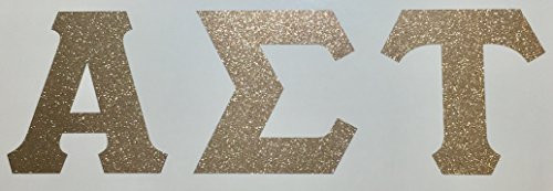 Alpha Sigma Tau Sorority Gold Glitter Letter Sticker Decal Greek 2 Inches Tall for Window Laptop Computer Car AST