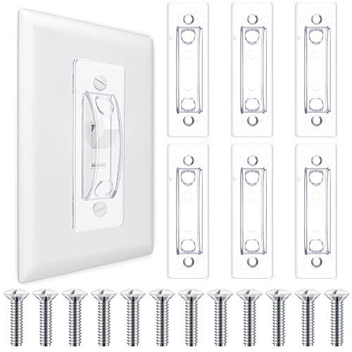 6 Pieces Light Switch Guard Cover Wall Switch Guard Plate Cover Safety Switch Guard Protector Cover with 12 Pieces Screws to Protect Child and Keep Light Switch ON or Off, Clear