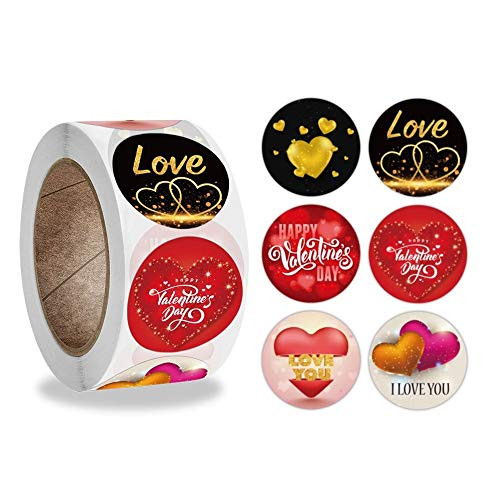 CheeseandU 1000Pieces Valentines Day Stickers Heart Roll Stickers Valentine's Love Decorative Stickers for Wedding Valentines Day Gift Label Chocloate Box Love Letter Envelop Seal Bag Decorations