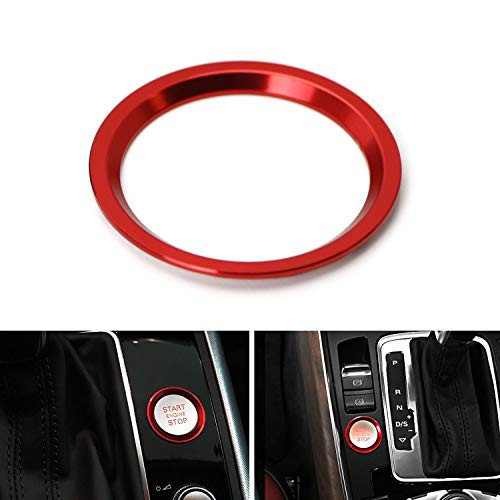 iJDMTOY 1 Red Aluminum Keyless Engine Push Start Button Surrounding Decoration Trim Compatible with Audi A4 A5 A7 Q5, etc