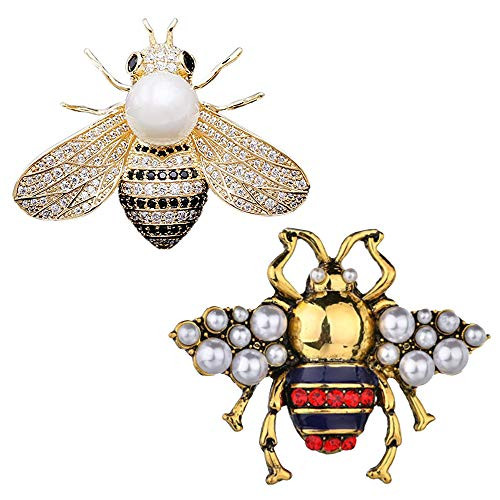 VIEEL 2 Pack Rhinestone Pearl Bee Brooch Pins Honey Bee Pendant/Brooch Fashion Crystal Insect Pins Golden or Silvery for Women Goldplus Red VIEEL 2 Pack Rhinestone Pearl Bee Brooch Pins Honey Bee Pendant/Brooch Fashion Crystal Insect Pins Golden or Silvery for Women Goldplus Red