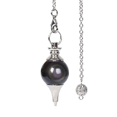 JUST IN STONES Natural Rainbow Obsidian Gemstone Dowsing 40mm Crystal Healing Chakra Reiki Point Pendulum JUST IN STONES Natural Rainbow Obsidian Gemstone Dowsing 40mm Crystal Healing Chakra Reiki Point Pendulum