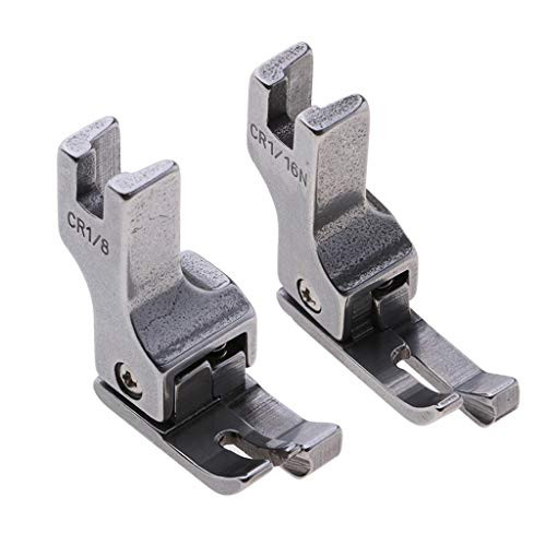 Prettyia 2 Pieces Full Steel Compensating Presser Foot with Right Edge Guide Industrial Sewing Machine Part