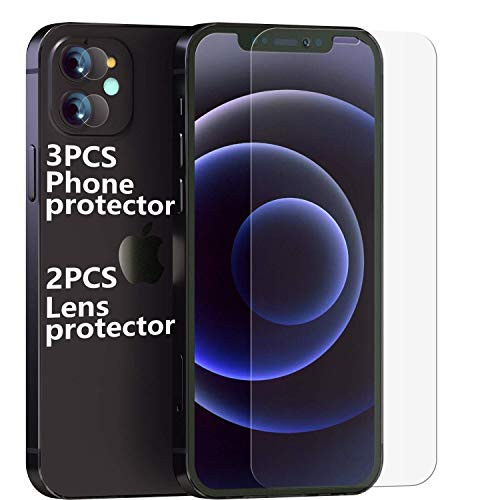 Tempered Glass Screen Protector for iPhone 12 Pro Max,3pcs Screen Protector Compatible with iPhone 12 Pro Max 6.7 inch,2pcs Lens Soft Tempered Film,Anti-Scratch Bubble Free Case-Friendly,5Pack3plus 2