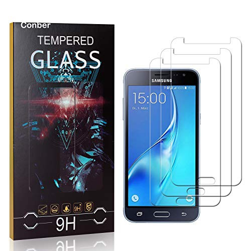 Conber Screen Protector for Samsung Galaxy J3 2016, 3 Pack 9H Tempered Glass Film Screen Protector for Samsung Galaxy J3 2016 Scratch-ResistantShatterproof Conber Screen Protector for Samsung Galaxy J3 2016, 3 Pack 9H Tempered Glass Film Screen Protector for Samsung Galaxy J3 2016 Scratch-ResistantShatterproof