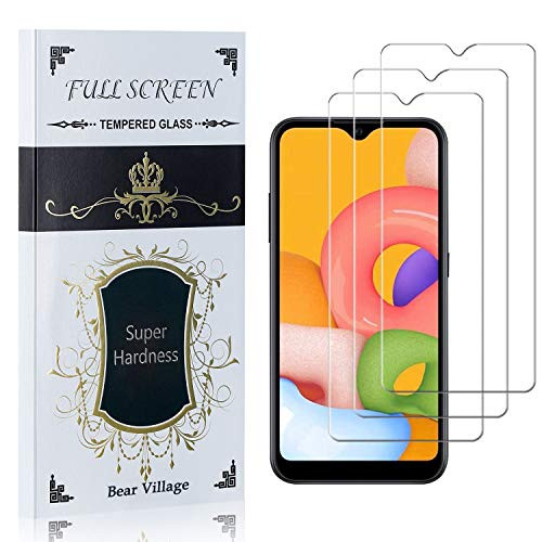 Bear Village Screen Protector for Galaxy A01, Anti Scratch, Bubble Free, HD Tempered Glass Screen Protector Film for Samsung Galaxy A01, 3 Pack