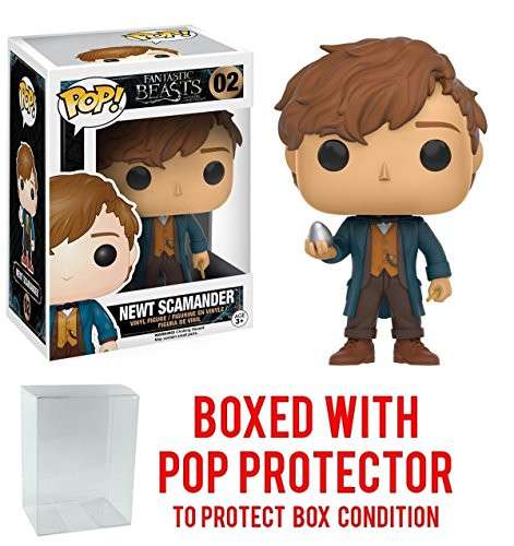 Funko Pop! Fantastic Beasts and Where to Find Them Newt Scamander with Egg Vinyl Figure (Bundled with Pop BOX PROTECTOR CASE)
