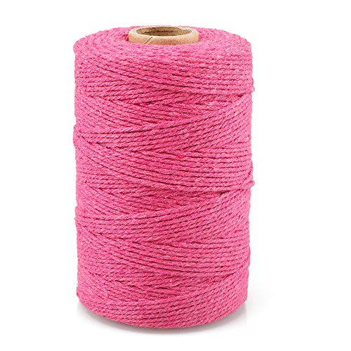 Rose Red Twine String,Cotton Bakers Twine 656 Feet Cotton Cord Crafts Gift Twine Christmas Holiday Twine