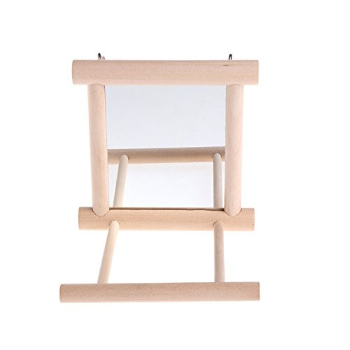 Poity Pet Bird Mirror Wooden Play Toy with Perch for Parrot Budgies Parakeet Cockatiel Conure Finch Lovebird Poity Pet Bird Mirror Wooden Play Toy with Perch for Parrot Budgies Parakeet Cockatiel Conure Finch Lovebird