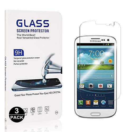 Bear Village Screen Protector for Galaxy S3, Anti Scratches, 9H Hardness Tempered Glass Screen Protector Film for Samsung Galaxy S3, 3 Pack