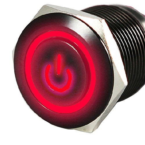 ESUPPORT Black Case 16mm Red Power Symbol Angle Eye LED 12V Push Button Metal On Off Toggle Switch