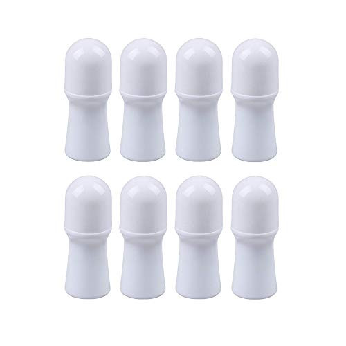VIDELLY 8 Pieces 30ml Deodorant Bottles,Plastic Roll On Bottle Empty Refillable White Deodorant Containers With Plastic Roller Ball