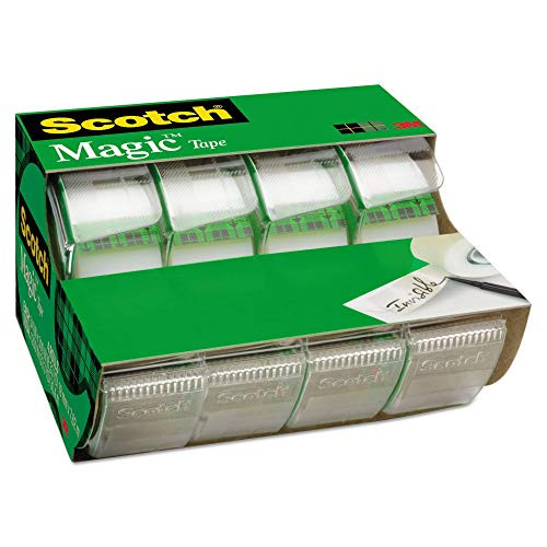 Scotch 4105 Magic Tape, w/Dispenser, 3/4-Inch x300-Inch, 4 Roll/PK