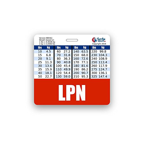 LPN Badge Buddy Horizontal w/Height  and  Weight Conversion Charts Red