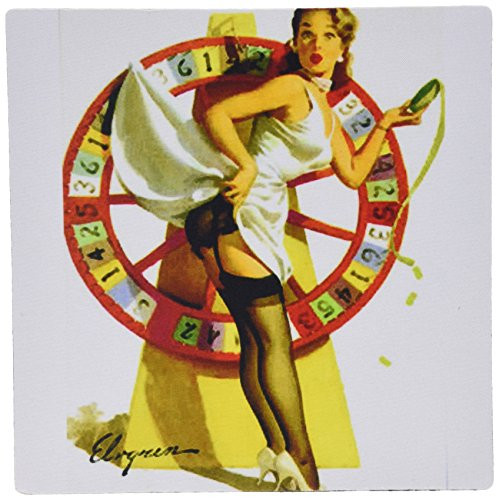 3dRose LLC 8 x 8 x 0.25 Inches Mouse Pad, Print Of Elvgren Pinup Painting With Roulette Wheel (mp_183441_1)