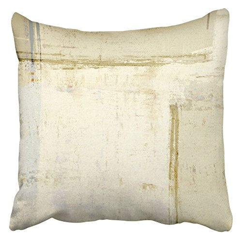 Emvency Throw Pillow Covers Cases Decorative 18x18 Inch Brown Artistic Grey and Beige Abstract Painting Colorful Canvas Contemporary Gallery Two Sides Print Pillowcase Case Cushion Cover