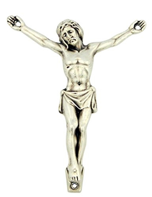 Silver Tone Jesus Christ Corpus and INRI Part for Rosary Cross Crucifix, 2 1/4 Inch Silver Tone Jesus Christ Corpus and INRI Part for Rosary Cross Crucifix, 2 1/4 Inch