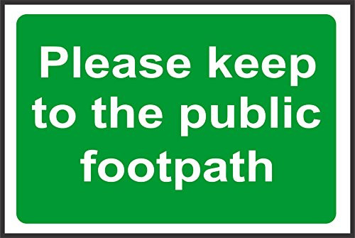 INDIGOS UG - Sticker - Safety - Warning - Please Keep to The Public Footpath Safety Sign 300mm x 200mm - Decal for Office/Company/School/Hotel