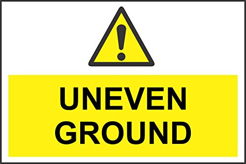INDIGOS UG - Sticker - Safety - Warning - Uneven Ground Sign 300mm x 200mm - Decal for Office/Company/School/Hotel