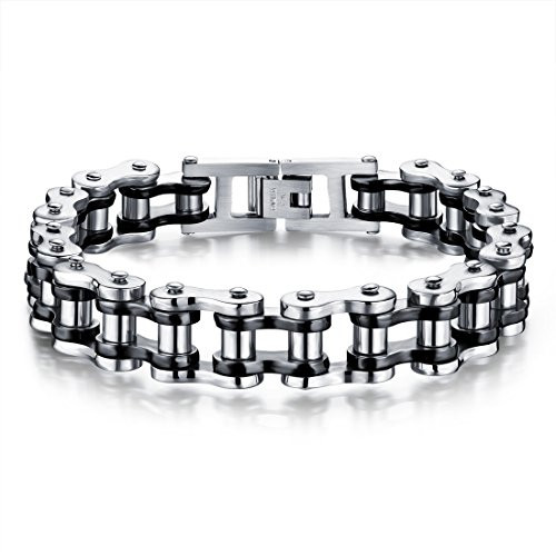 Mymate Mens Biker Bracelet Stainless Steel Black Plated Motorcycle Bike Chain Wristband Bracelets,8.46 Inch Mymate Mens Biker Bracelet Stainless Steel Black Plated Motorcycle Bike Chain Wristband Bracelets,8.46 Inch