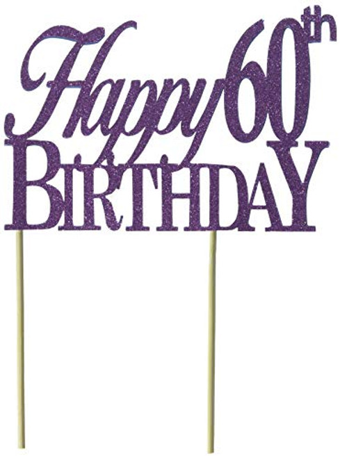 All About Details Purple Happy-60th-birthday Cake Topper