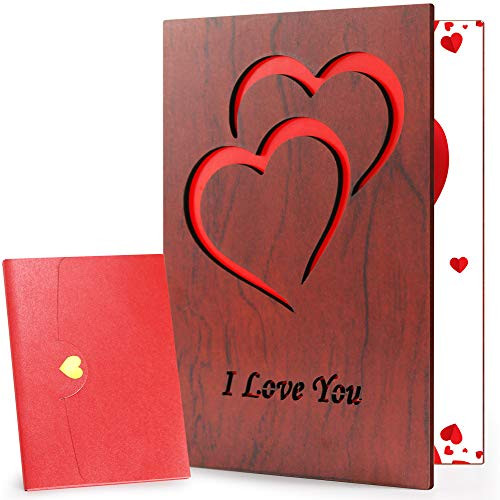 Valentines Day Cards for Him Husband Boyfriend Wife, Wooden Greeting Cards - Happy Anniversary Birthday Mothers Day Card for Wife Her, Fathers Day Card for Husband, I Love You Romantic Gifts for Him