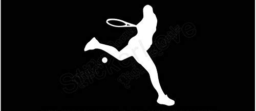 Tennis Girl Player Car Truck Window Bumper Vinyl Graphic Decal Sticker Size- 8 inch / 20 cm Tall Color- Gloss White