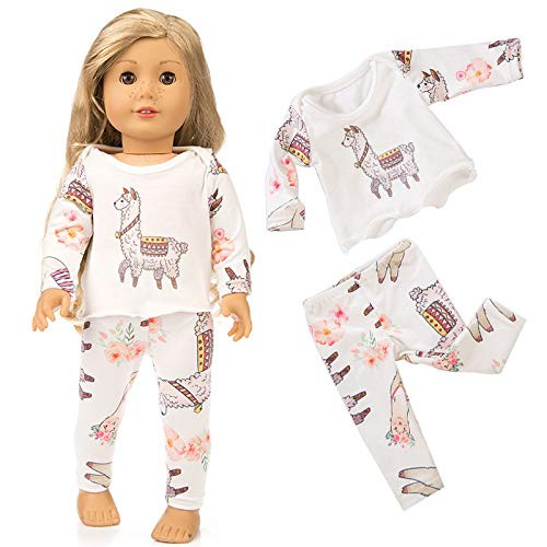 yijing 2PC/18 Inch Doll Clothes Pajamas Outfits for American 18 Inch Girl Doll Tops plus  Pants