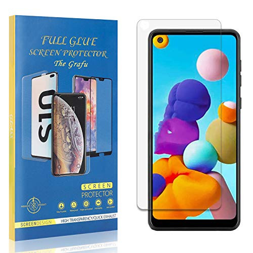 The Grafu Screen Protector for Galaxy A21, Ultra Clear, Bubble Free, 9H Tempered Glass Screen Protector for Samsung Galaxy A21, Drop Fall Protection, 4 Pack
