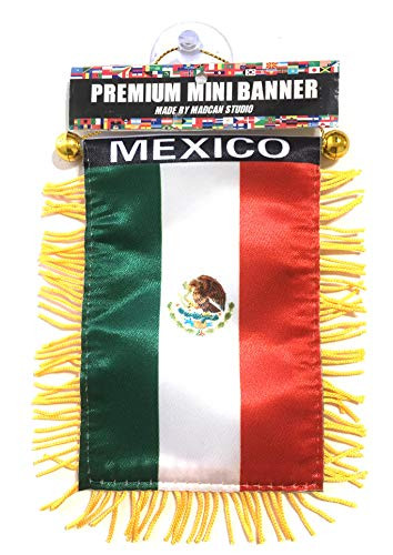 Mexico Mexican Small Flags for car Interior Rearview Mirror or Home Sticks to Windows Glass Quick and Easy Quality Small Hanging Mini Banner Flags car Accessories Mexico Flag