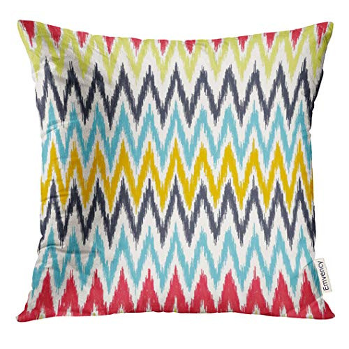 Emvency Throw Pillow Cover Colorful Dye Chevron Abstract Ikat Pattern Blue Red and Yellow Zigzag Navy Tie Decorative Pillow Case Home Decor Square 18x18 Inches Pillowcase Emvency Throw Pillow Cover Colorful Dye Chevron Abstract Ikat Pattern Blue Red and Yellow Zigzag Navy Tie Decorative Pillow Case Home Decor Square 18x18 Inches Pillowcase