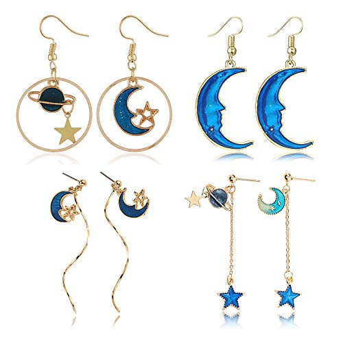 D.Rosse Enamel Moon Star Earth Planet Drop Hook Earrings Long Pendant Dangle Jewelry for Woman Girls 2 - Planet Moon Earring D.Rosse Enamel Moon Star Earth Planet Drop Hook Earrings Long Pendant Dangle Jewelry for Woman Girls 2 - Planet Moon Earring