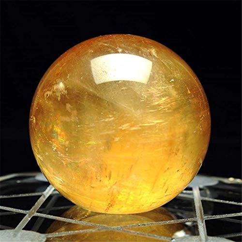 Tuscom 40mm Natural Citrine Calcite Quartz Crystal Sphere Ball Healing Gemstone Citrine Ball for Feng Shui/Divination or Wedding/Home/Office Decoration Yellow