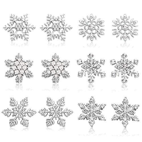 6 Pairs Snowflake Earrings for Girls Winter Holiday Crystal Snowflake Stud Earring Set Festive Christmas Earrings for Women Jewelry Set Gifts Style A - 6Pair Snowflake Studs 6 Pairs Snowflake Earrings for Girls Winter Holiday Crystal Snowflake Stud Earring Set Festive Christmas Earrings for Women Jewelry Set Gifts Style A - 6Pair Snowflake Studs
