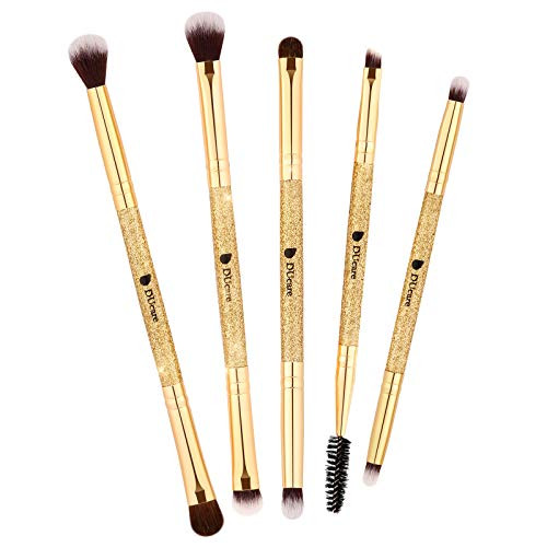 DUcare Eyeshadow Brush Set Duo End Eye Makeup Brushes Golden Glitter Professional Eyeshadow Brushes 5Pcs Ttravel Concealer Eyebrow Eyelash Eye Liners Blending DUcare Eyeshadow Brush Set Duo End Eye Makeup Brushes Golden Glitter Professional Eyeshadow Brushes 5Pcs Ttravel Concealer Eyebrow Eyelash Eye Liners Blending