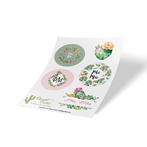 Desert Cactus Phi Mu Sorority Succulent Full Sheet Sticker Vinyl Decal Laptop Water Bottle Car Scrapbook Succulent Sheet
