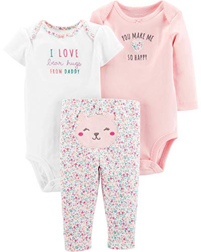 Carter's Baby Girls' 3-Piece Little Character Set Pink/Happy/Bear Hugs, 12 Months