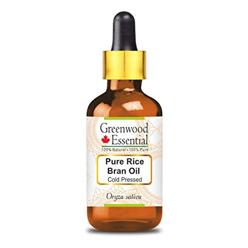 Greenwood Essential Pure Rice Bran Oil Oryza sativa with Glass Dropper 100 percent Natural Therapeutic Grade Cold Pressed 50ml