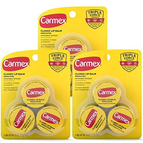 Carmex Medicated Lip Balm Jars, Lip Protectant - 3 Pack 3 Count