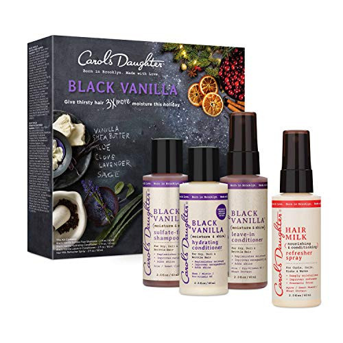 Carol's Daughter Black Vanilla Gift Set Sulfate Free Shampoo, Conditioner and Leave In Conditioner Travel Size Gift Set for Dry Hair and Dull Hair TSA Approved Carol's Daughter Black Vanilla Gift Set Sulfate Free Shampoo, Conditioner and Leave In Conditioner Travel Size Gift Set for Dry Hair and Dull Hair TSA Approved