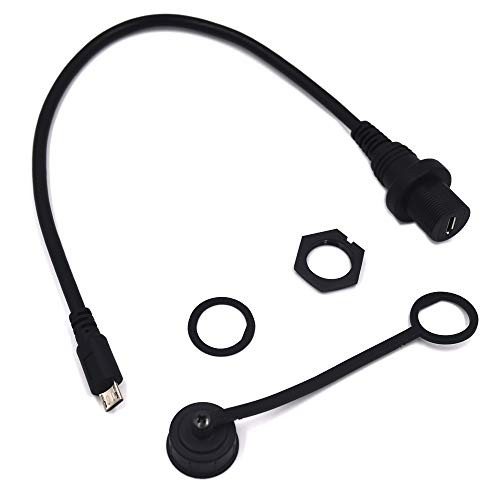 Kework 0.3 Meter Micro USB Mount Cable, Micro USB Male to Female Flush Panel Mount Extension Cord for Car Truck Boat Motorcycle Dashboard, Charging and Data Transferring Micro USB