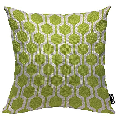 Mugod Hexagon Pattern Throw Pillow Geometric Trellis Polygon Lime Green and White Cotton Linen Square Cushion Cover Standard Pillowcase 18x18 Inch for Home Decorative Bedroom/Living Room/Car Mugod Hexagon Pattern Throw Pillow Geometric Trellis Polygon Lime Green and White Cotton Linen Square Cushion Cover Standard Pillowcase 18x18 Inch for Home Decorative Bedroom/Living Room/Car